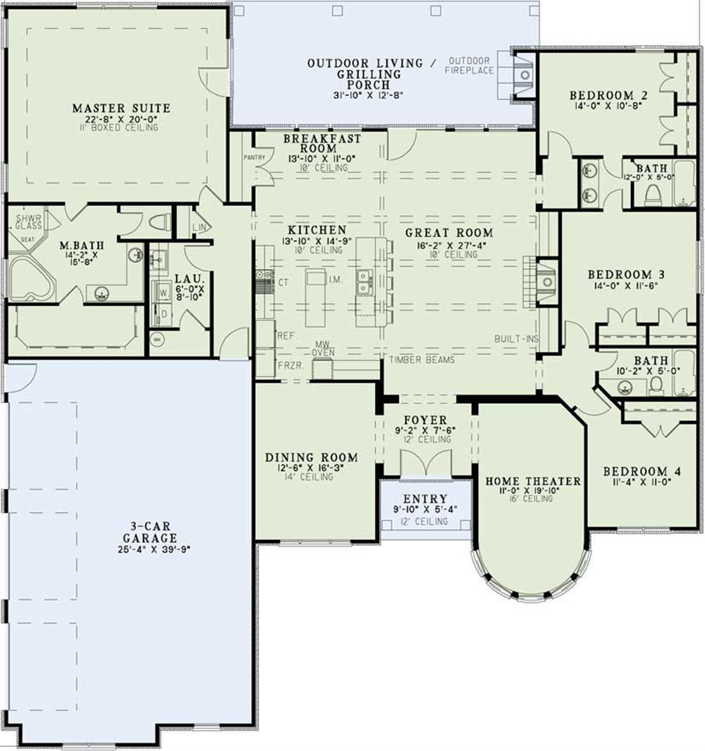 Floor Plan First Story of European Plan #153-1359